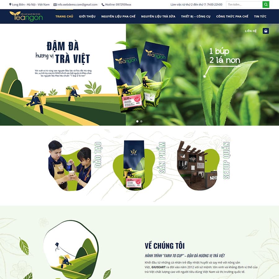 39 - Thiết kế websiteTheme wordpress bán nguyên liệu trà sữa 