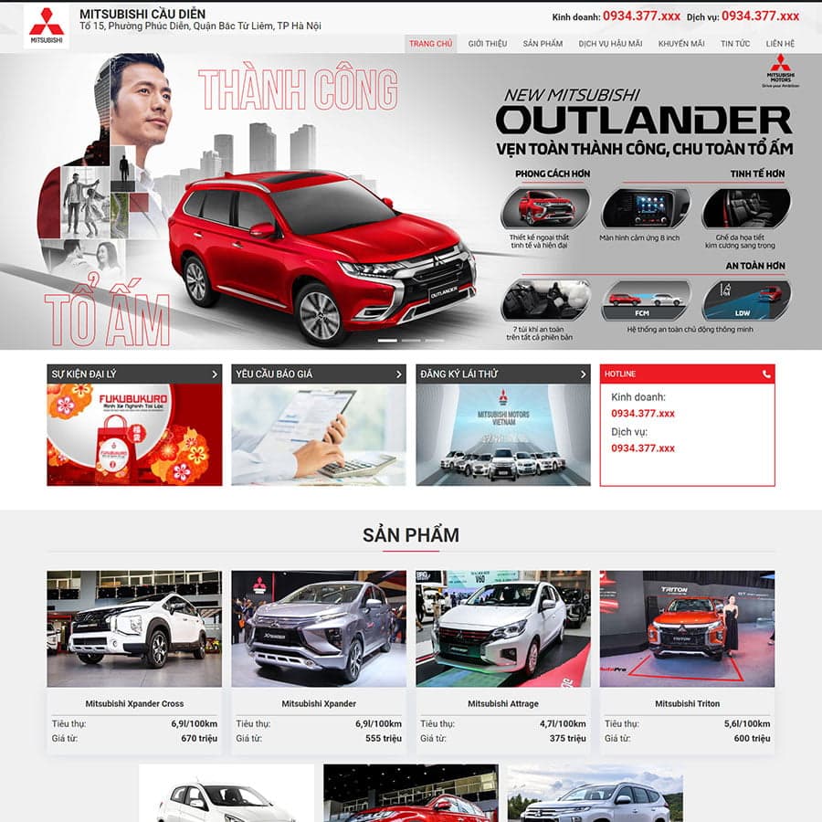 40 - Thiết kế website bán ô tô Misubishi 