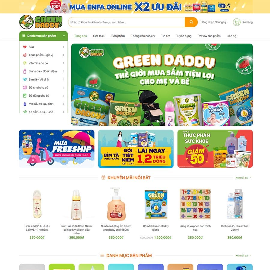 1 - Thiết kế website bán sản phẩm mẹ và bé 