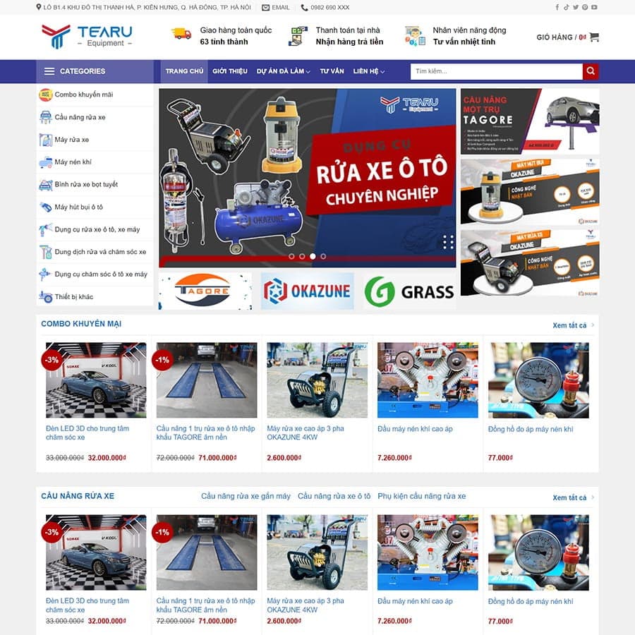 2 - Thiết kế website bán thiết bị rửa xe ô tô
