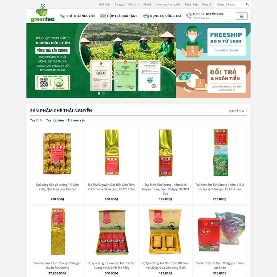19 - Thiết kế website bán trà xanh 