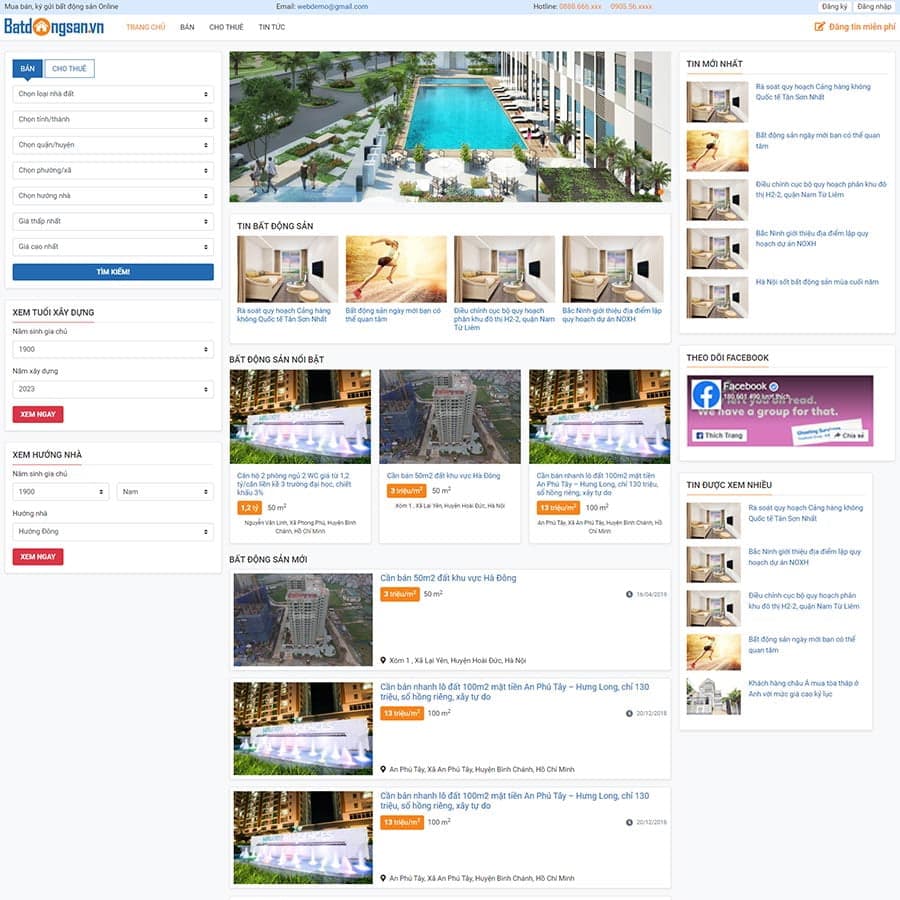 5 - Thiết kế website bất động sản 