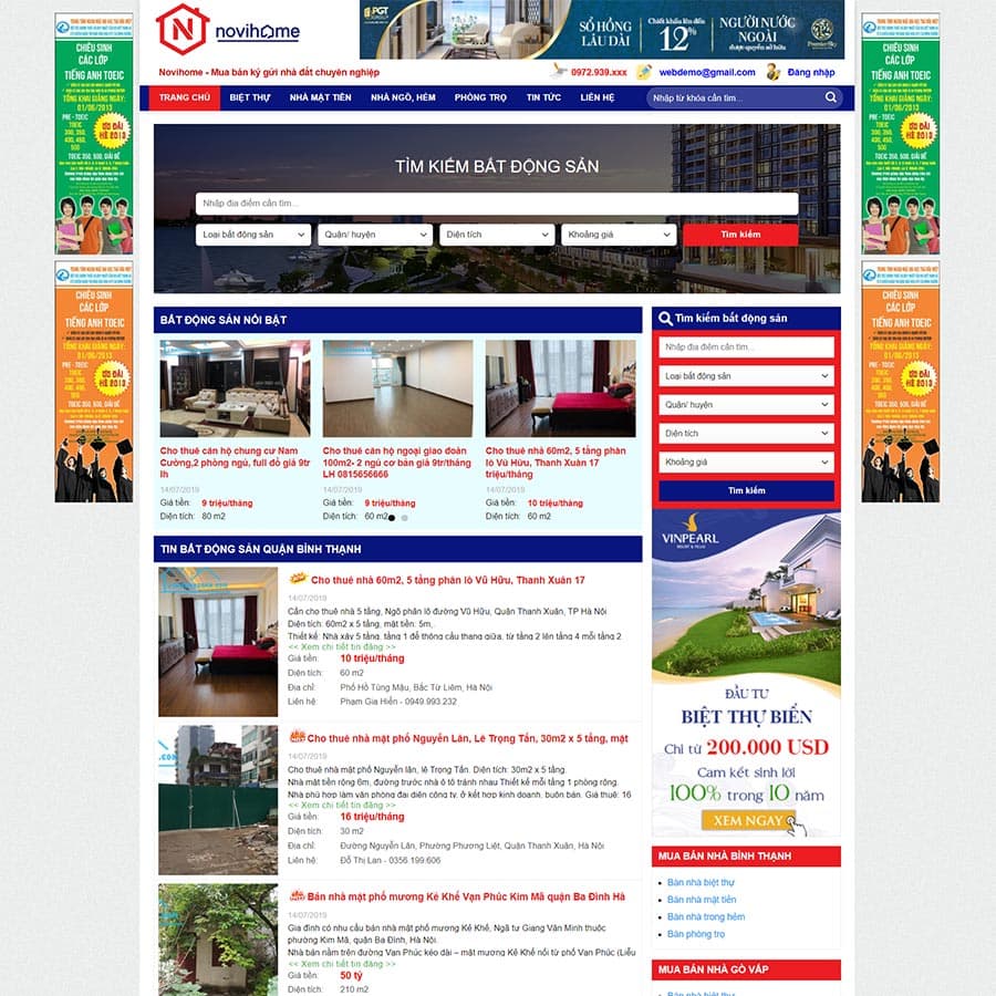 1 - Thiết kế website bất động sản 