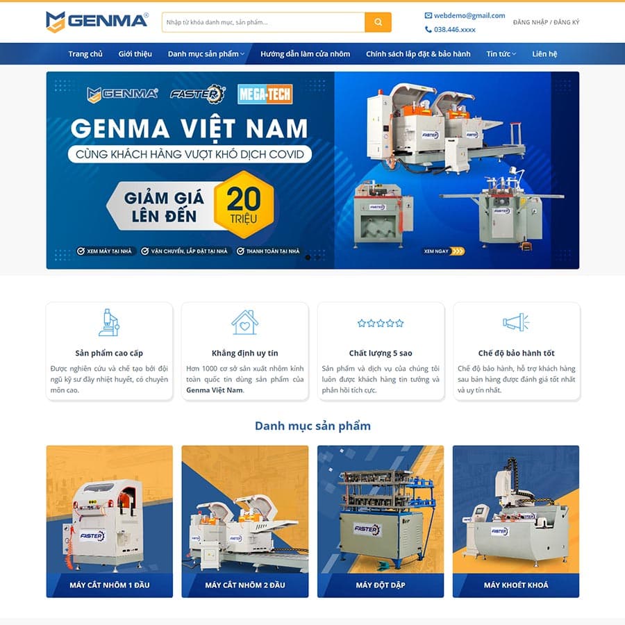 13 - Thiết kế website công ty bán máy cắt, máy cơ khí