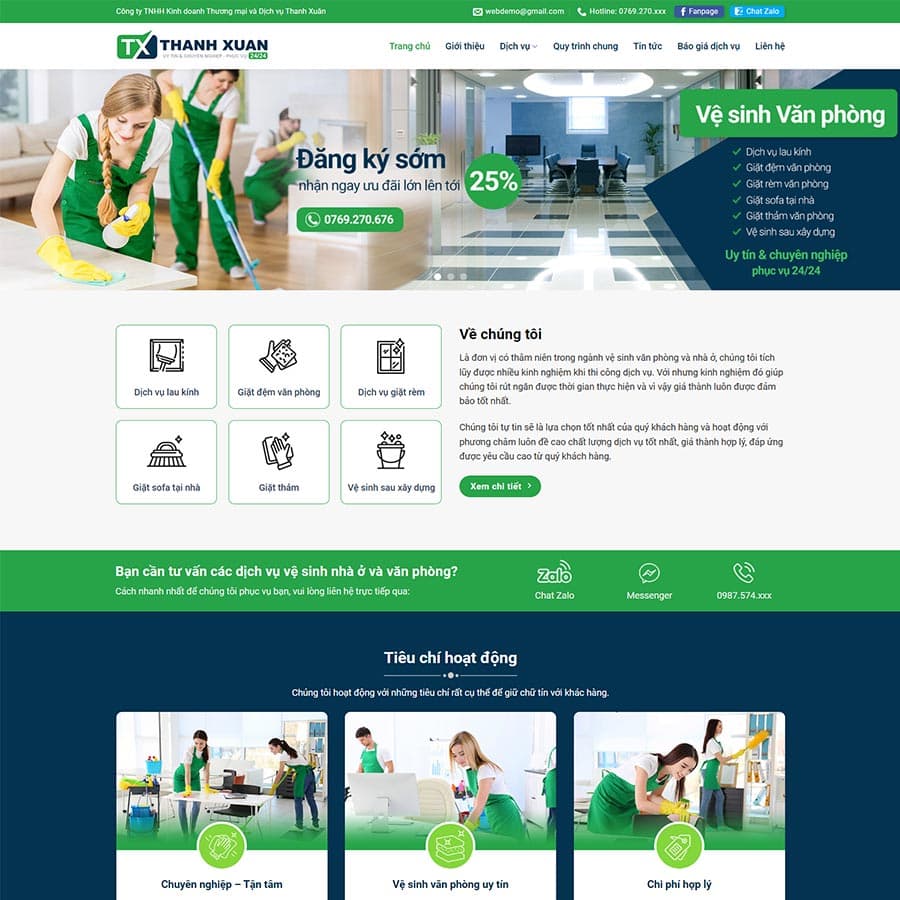19 - Thiết kế website dịch vụ vệ sinh 