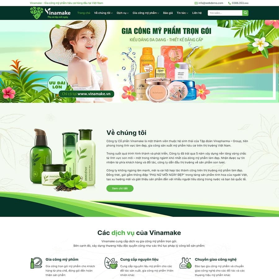 17 - Thiết kế website gia công mỹ phẩm 