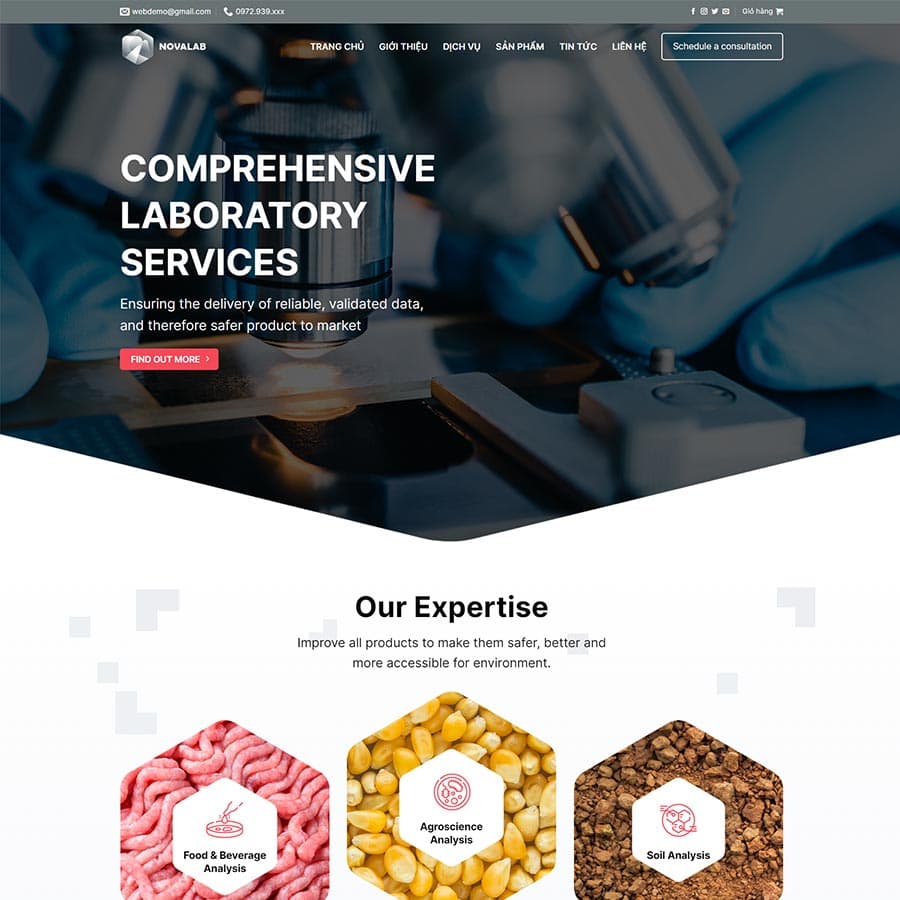 12 - Thiết kế website phòng lab thí nghiệm y tế