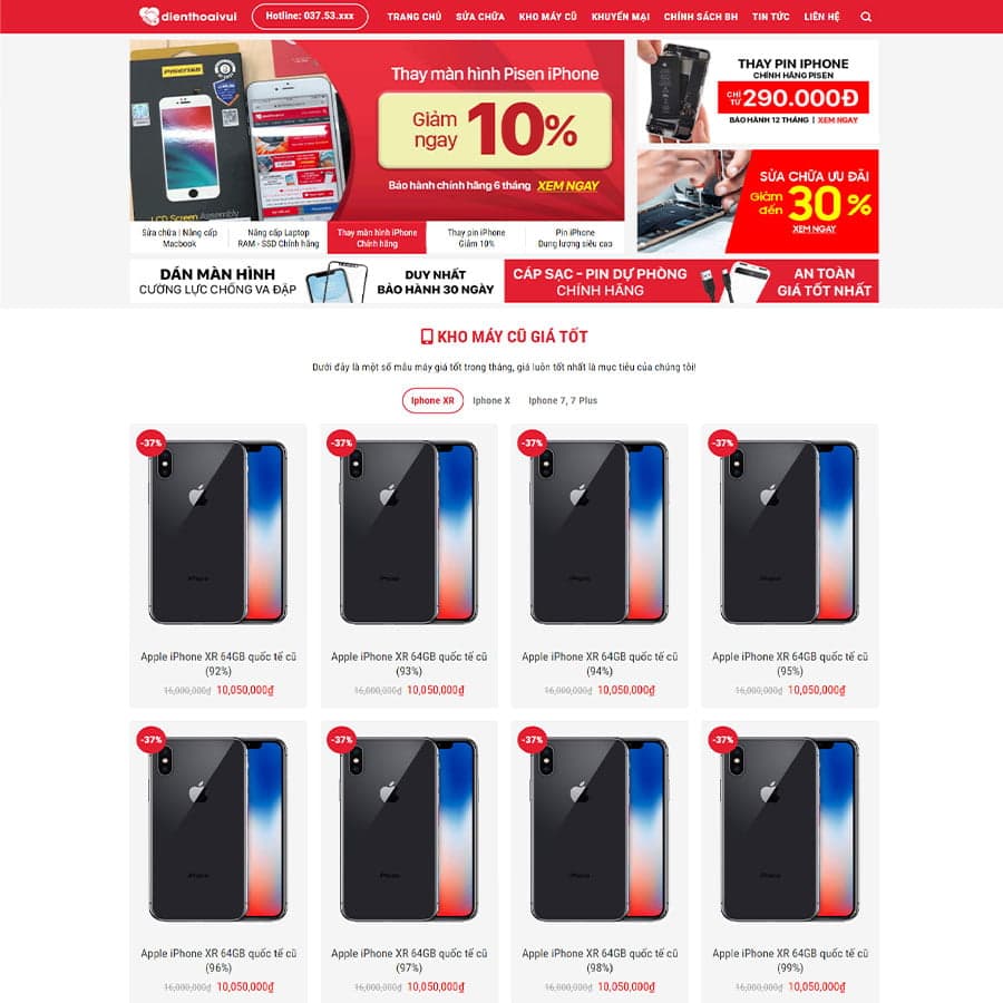 31 - Thiết kế website sửa chữa điện thoại 
