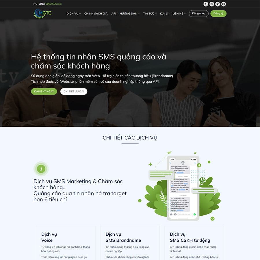 37 - Thiết kế website tổng đài tin nhắn SMS