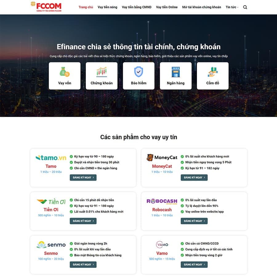 22 - Thiết kế website vay vốn, tài chính 