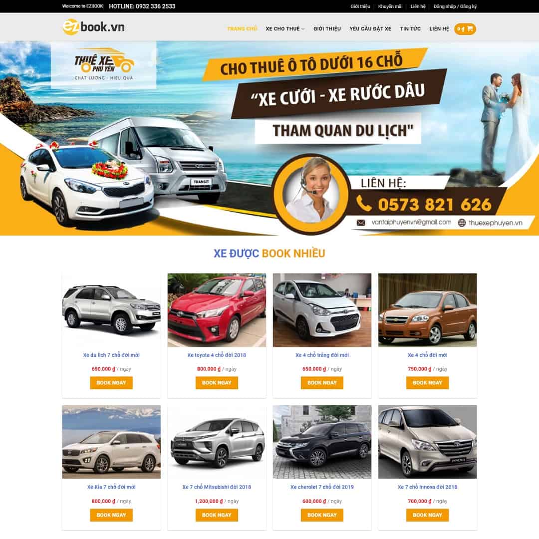23 - Thiết kế website dịch vụ thuê xe du lịch