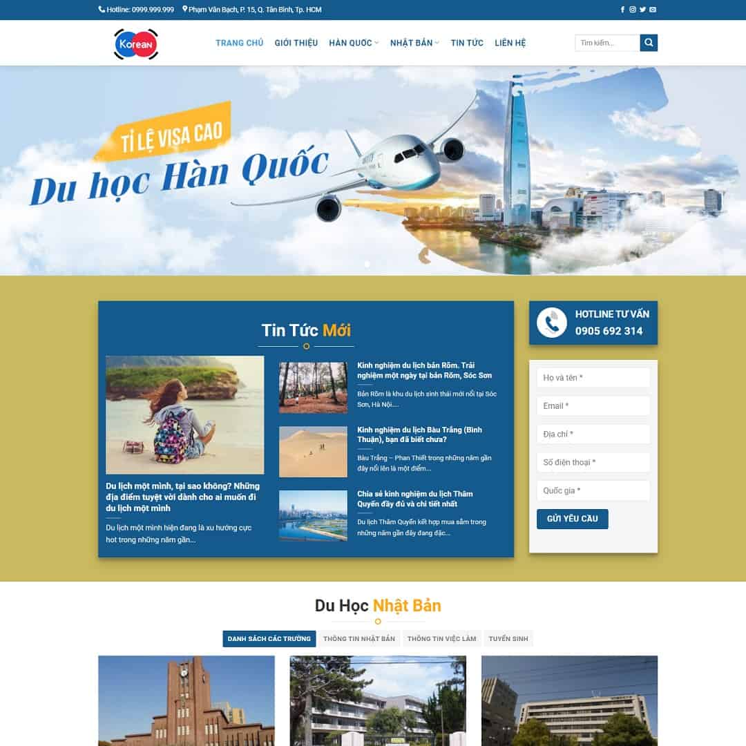 15 - Thiết kế website công ty du học Hàn Quốc