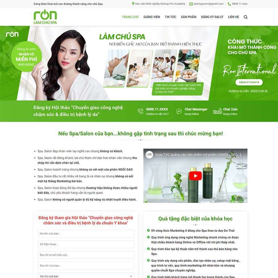 11 - Thiết kế website đào tạo chủ Spa