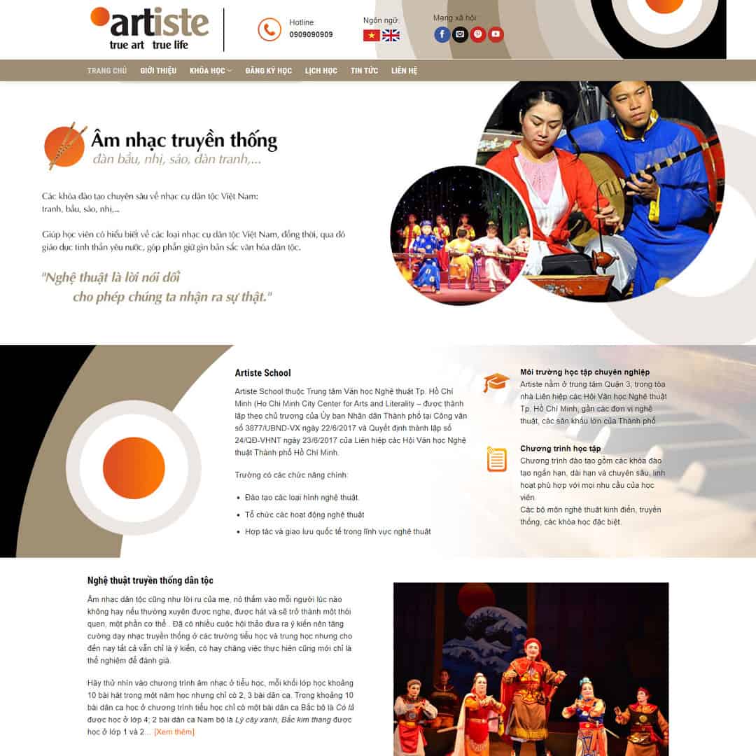 30 - Thiết kế website giới thiệu Artiste School
