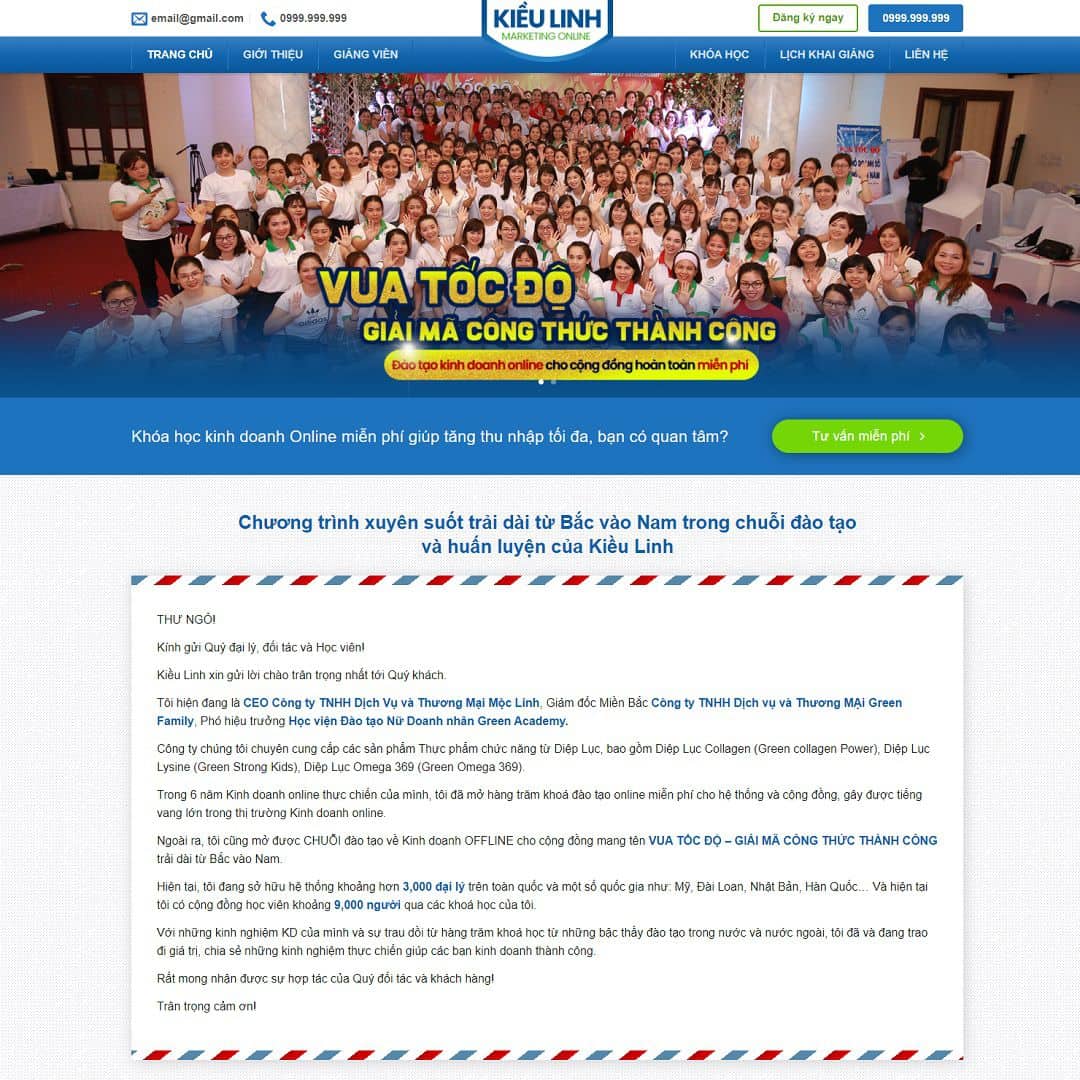 25 - Thiết kế website giới thiệu khóa học kinh doanh online