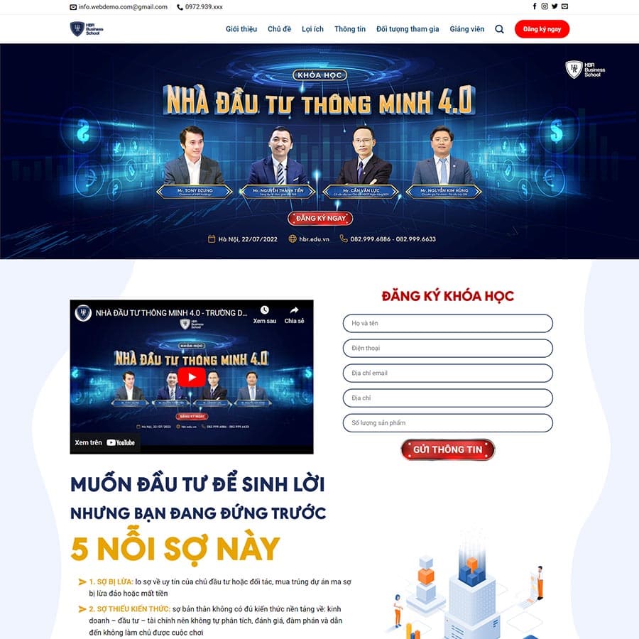 2 - Thiết kế website khóa học đầu tư