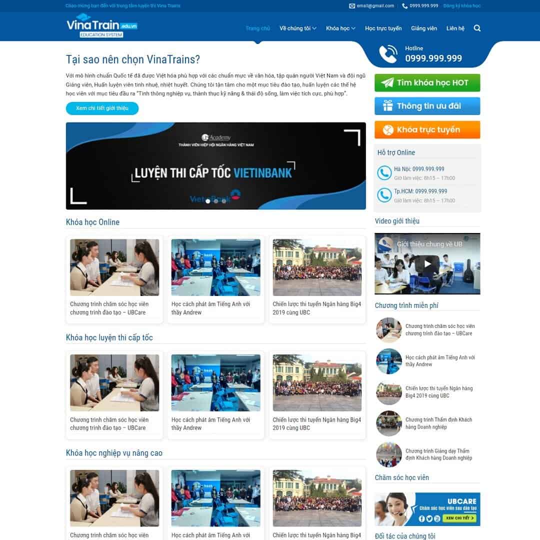 18 - Thiết kế website trung tâm luyện thi