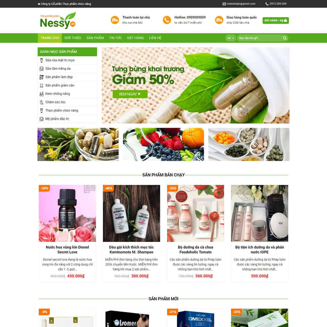 19 - Thiết kế website bán hàng dược phẩm, mỹ phẩm
