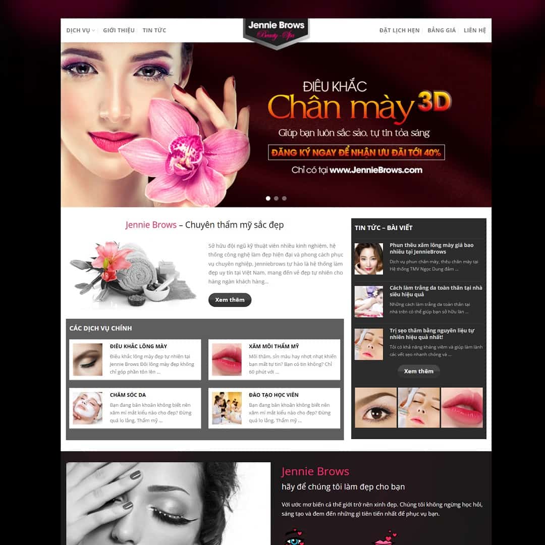 12 - Thiết kế website dịch vụ phun xăm thẩm mỹ