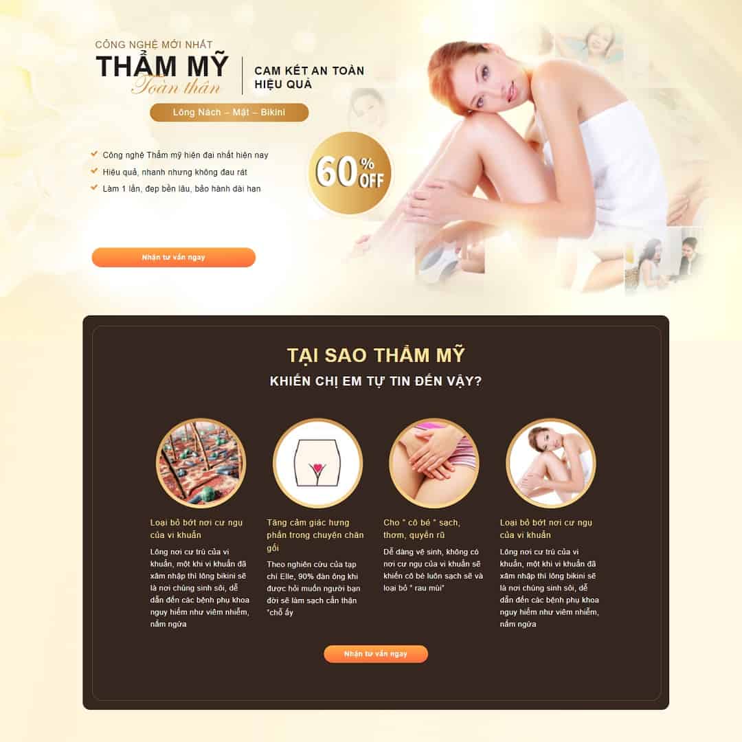 14 - Thiết kế website Landing page triệt lông thẩm mỹ viện