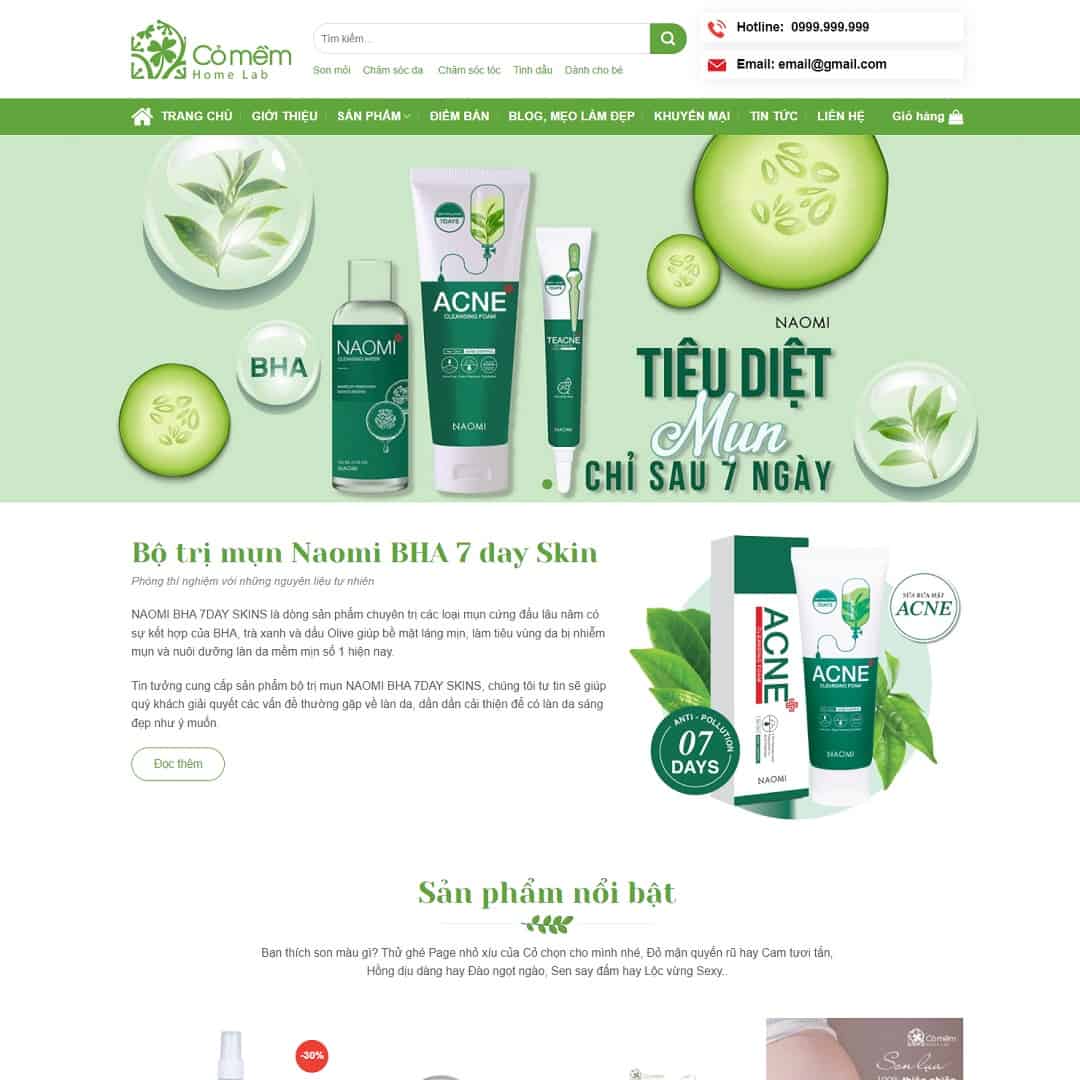 11 - Thiết kế website Mỹ phẩm, trị mụn
