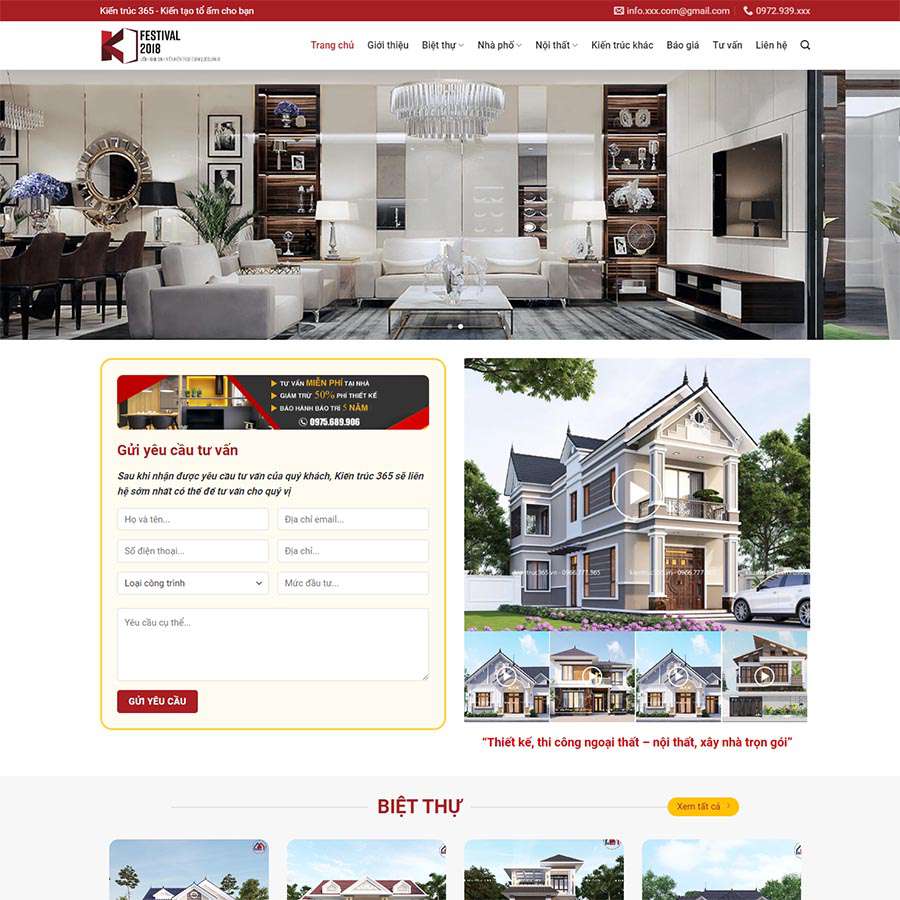 7 - Thiết kế website công ty kiến trúc 