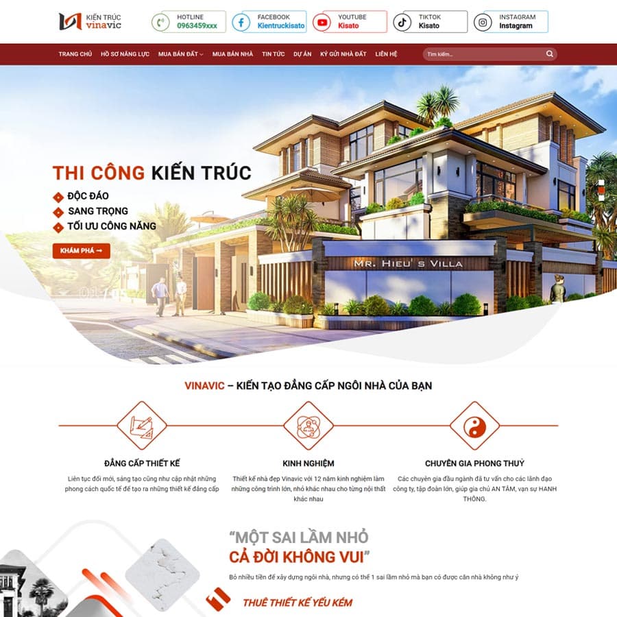 5 - Thiết kế website kiến trúc 
