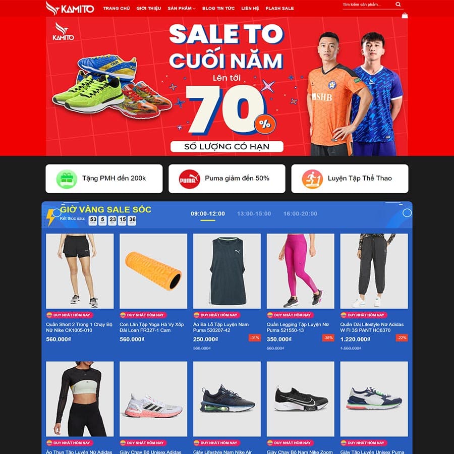 1 - Thiết kế website bán giày dép, đồ thể thao