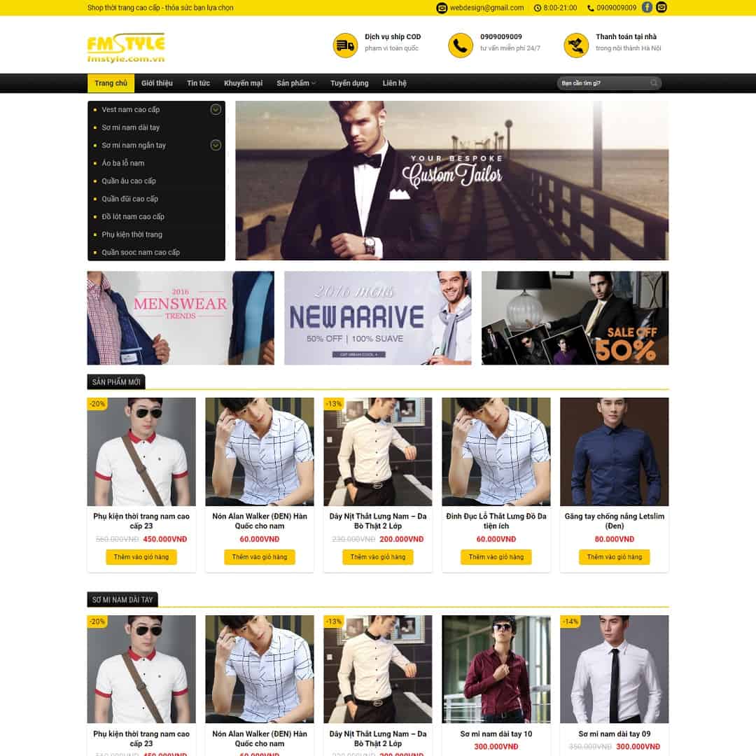 12 - Thiết kế website shop thời trang nam